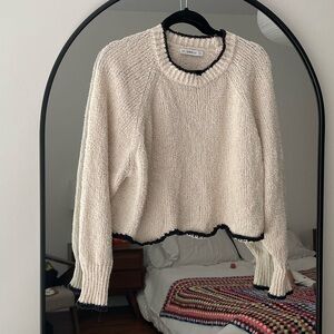 Zara Cream Sweater with Black Contrast Trim